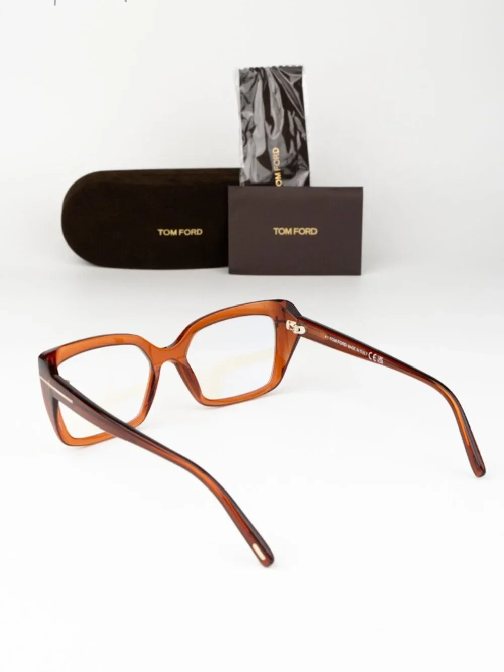 Tom Ford Women Eyeglasses Brown Rectangular FT5991-B 048 NEW AUTHENTIC